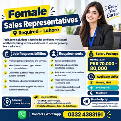 Female Sales Executive Required