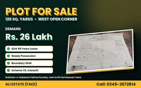 Lease plot for sale Gulistan e sakeena Fatima society