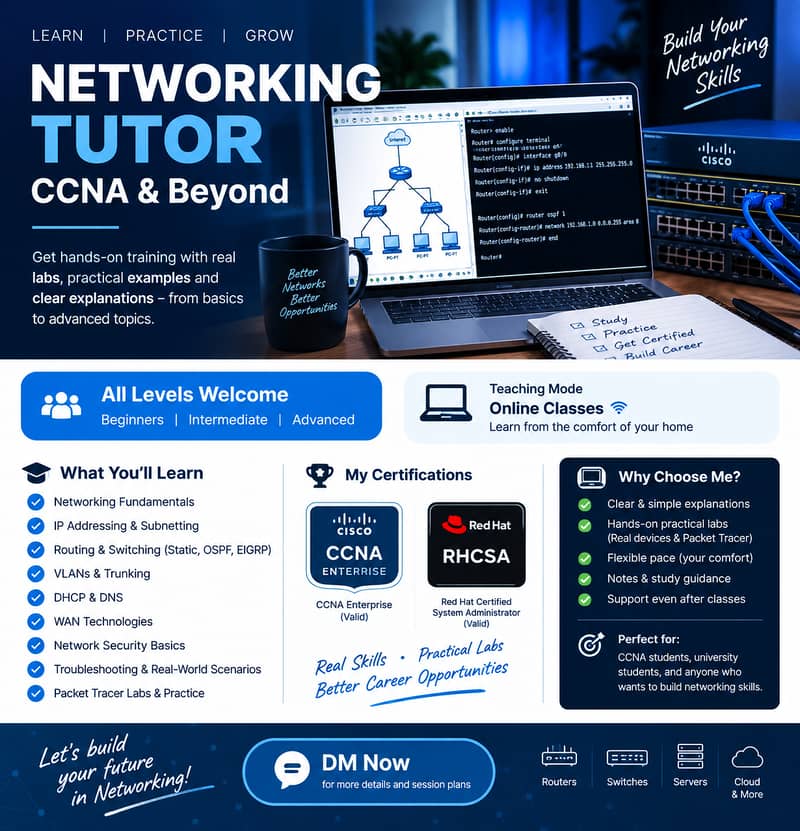 CCNA Networking Tutor | Practical Cisco Labs | Online Classes 0