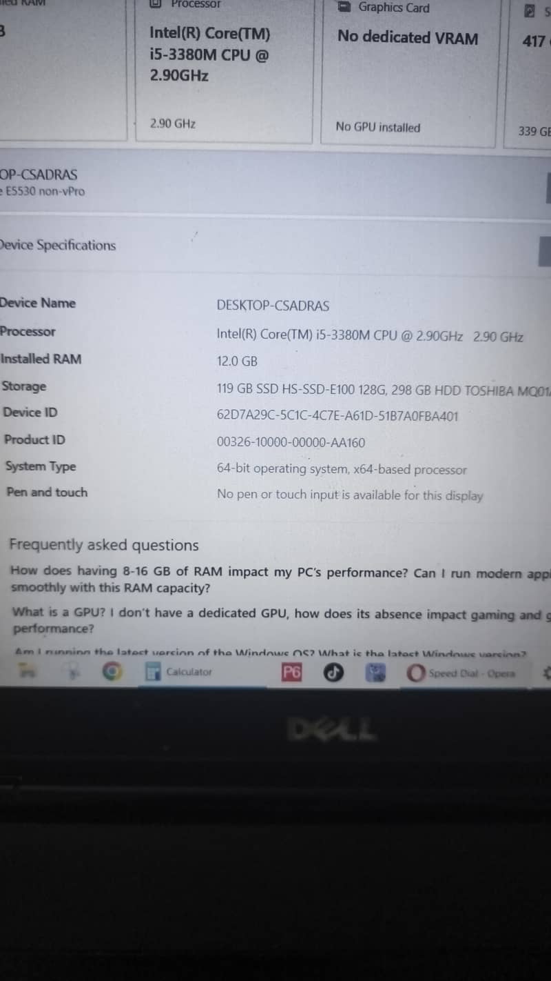 Dell Latitude E5530 I5 3rd generation 4