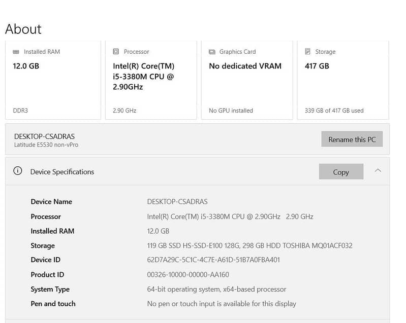Dell Latitude E5530 I5 3rd generation 5