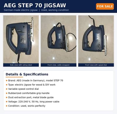 AEG STEP 70 Electric Jigsaw – German Made, Working Condition