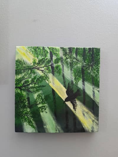 Original Handmade Acrylic Forest Painting - 8×8