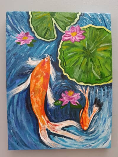 Original Handmade Acrylic Pond Painting - 12×16