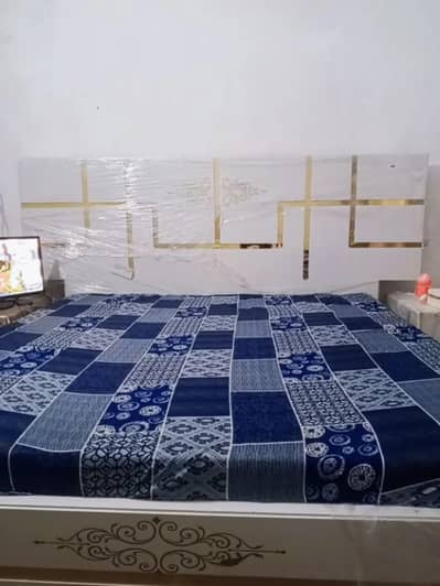 Fancy Type Bed with besides Tables with mattress new condition