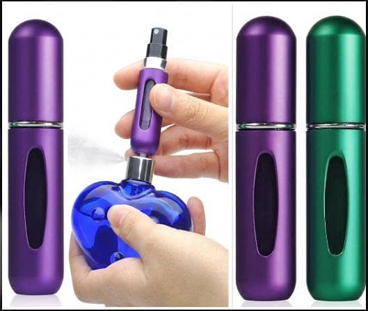 2 Pcs 5ml Mini Perfume Spray Bottles - Portable Refillable Travel Fragrance Atomizer Set (Green + Purple)  R6191