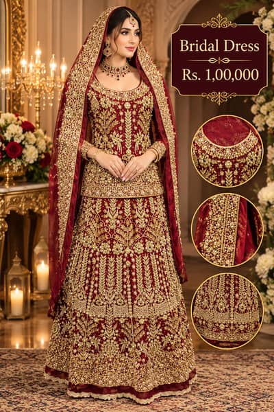 Bridal lehenga | Bridal Dress | Bridal Wedding Dress | Walima Dress
