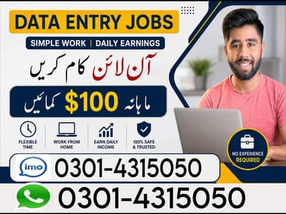 3- Work From Home | Data Entry | Typing | Online Teaching