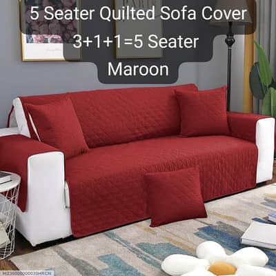 Maroon Quilted 5 seater cover cotton