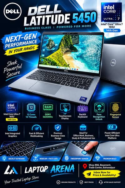 DELL LATITUDE ULTRA 7 14TH GENERATION| 8GB DDR5 RAM| 256GB NVME