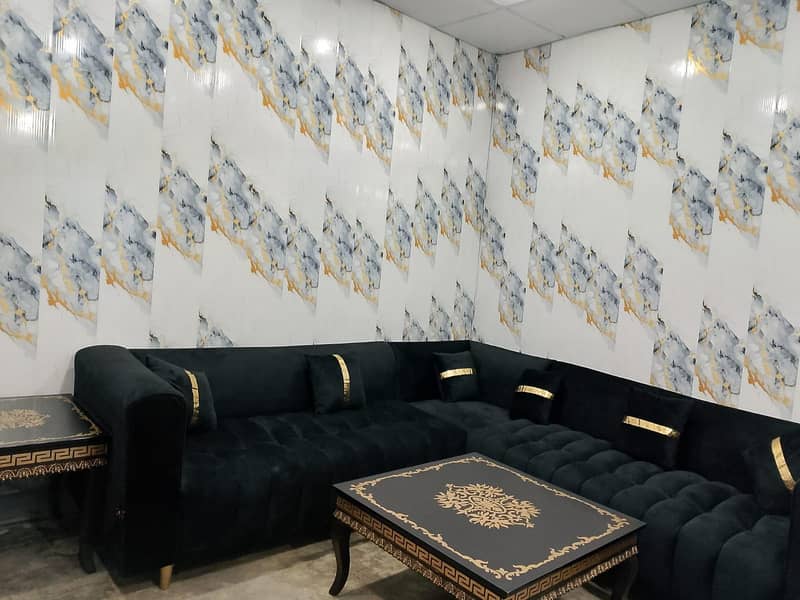 L shape sofa and table set 0