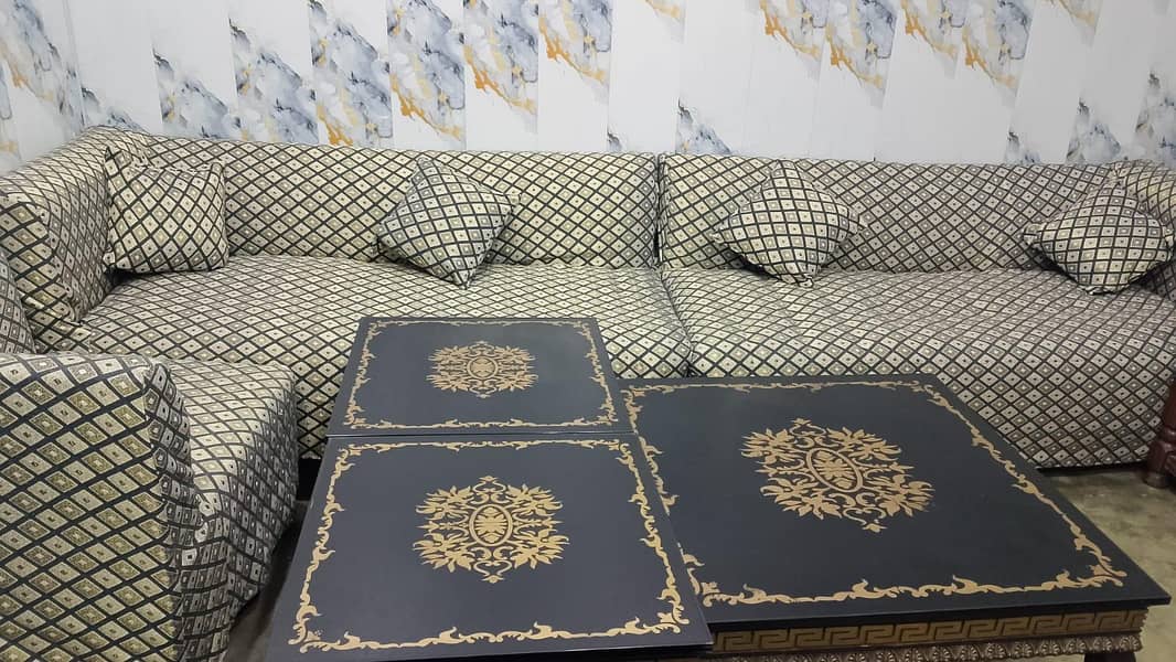 L shape sofa and table set 5
