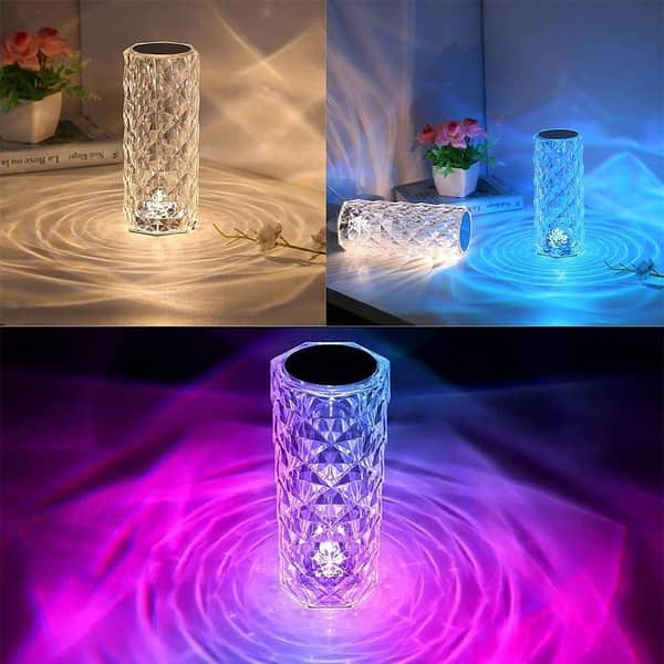 LED Crystal Lamp Rose Crystal Diamond Table Lamp Acrylic Touch Atmosphere Light 16 Colors Fantasy Night Light Six-Speed Dimming Creative Gift (USB Plug-In Use) With Remote Control