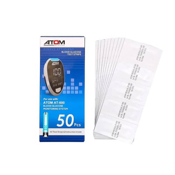 Atom Foil Blister Pack Blood Glucose Test Strips – Pack of 50