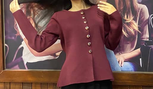 Burgundy Peplum Blazer Top – Elegant & Stylish