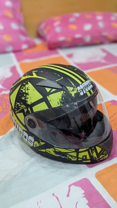 Studds Thunder Helmet (Neon Green & Black) - Excellent Condition