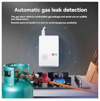 1 PCS Home Kitchen Gas Leak Alarm Detector - Plug-In Methane & Propane Gas Leakage Sensor with Siren Warning R6168