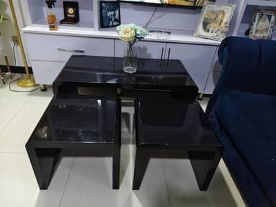 Imported 3 Tablee Set in Black Deco Paint