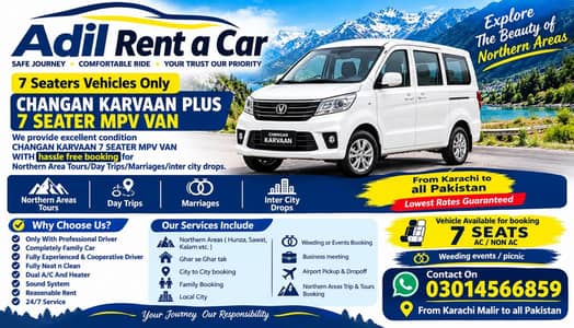 Rent a car 7 seater changan karwan