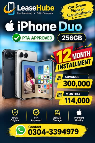 Apple iPhone Duo Pta Approved on Easy Installment only Lahore