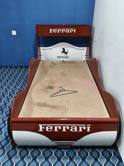 Kids Ferrari Theme Car Bed – Red & White (without matress)