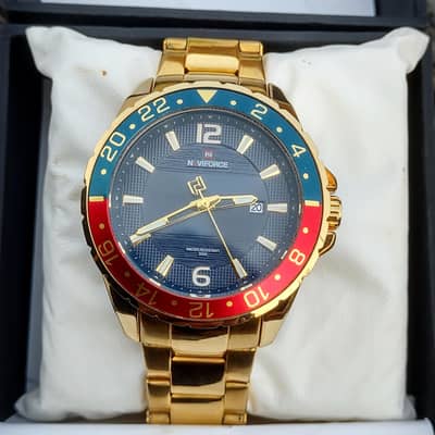 Watch NaviForce NF9192 Golden Chain Blue Analog Dial Gift Watch