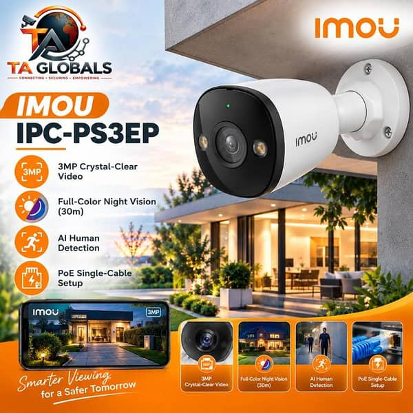 IMOU IPC-PS3EP | 3MP PoE Camera | Outdoor Two Way Talk IP Bullet Camera | CCTV Camera | AI Detection | AI Detection | Full-Color Night Vision | Outdoor CCTV Security Camera