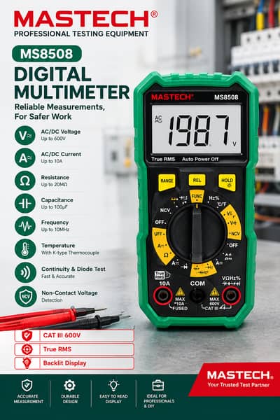 Digital Multimeter True RMS MASTECH MS850B | AC/DC Voltage & Current