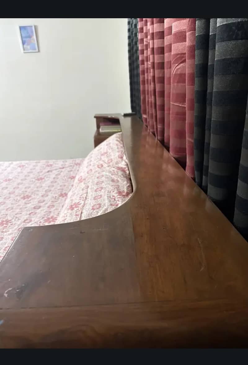 Solid Wooden King Size Bed Set with Attached Side Tables 2