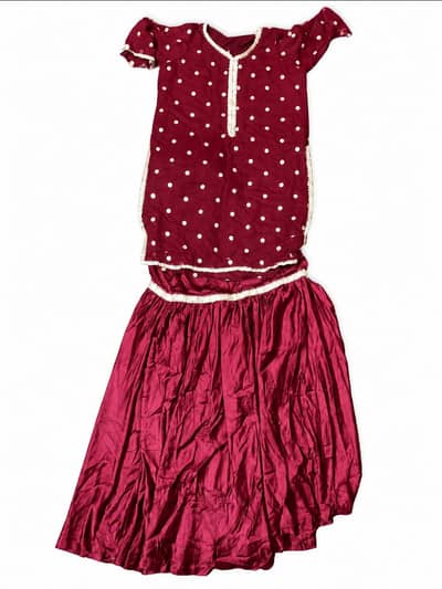 Maroon Traditional Dress with Golden Embroidery – Elegant Party Wear