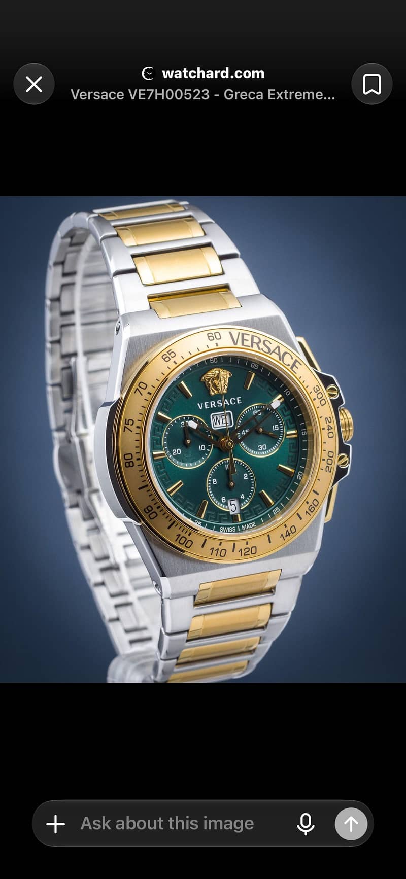 Original Versace Greca Extreme Chrono Watch – Green Dial - Watches ...