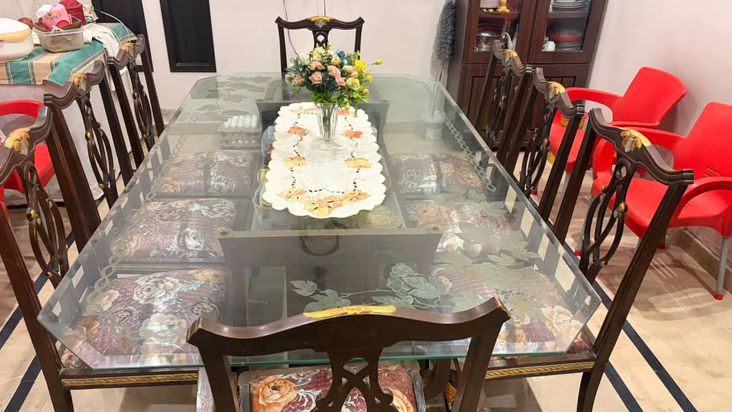 8 Seater Dining Table | Double Glass Top - Dining Tables - 1120905395