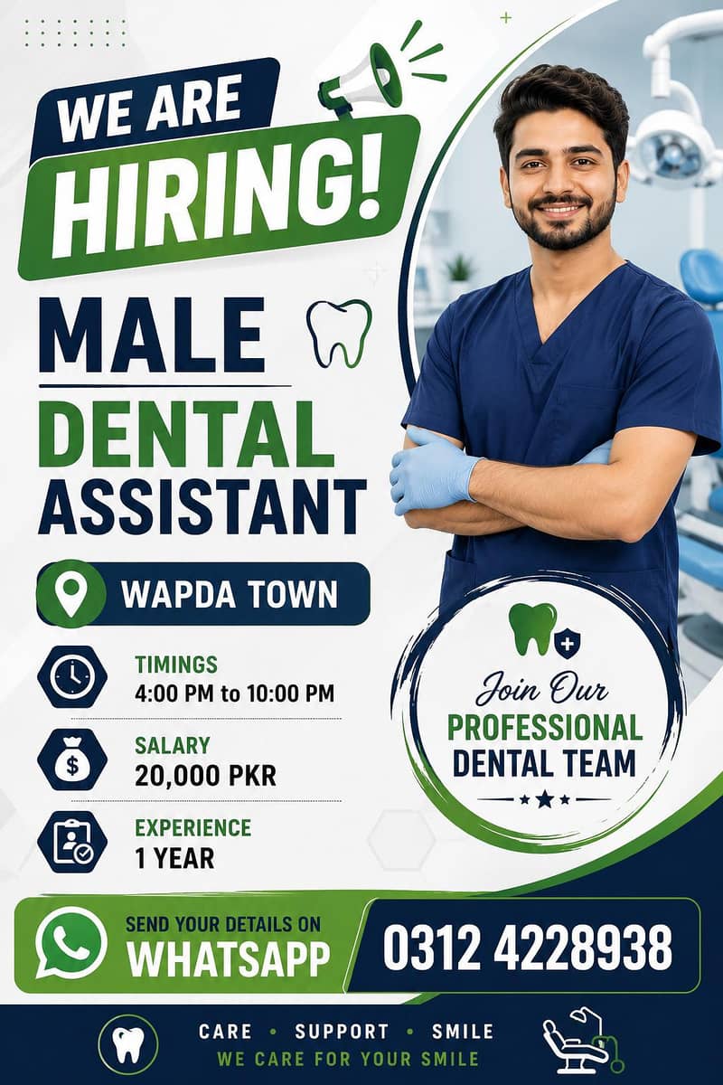 Male dental assistant 1 year experience - Medical Jobs - 1120905714