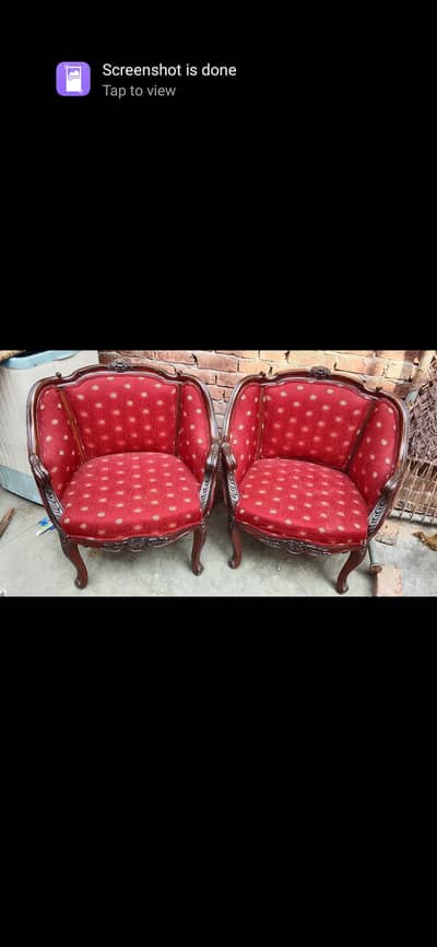 Beautiful Antique Wooden Sofa Chairs 2 piece set