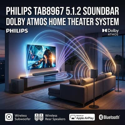 Philips TAB8967 5.1. 2 Channel Soundbar Dolby Atmos Home Theatre