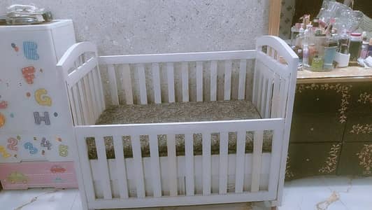 Baby wooden cot bed with free mattress