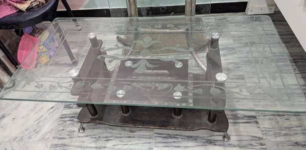 Glass Table with 2 side tables