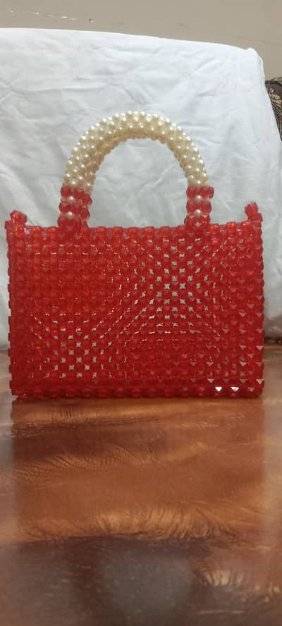 Red Handmade Beaded Purse