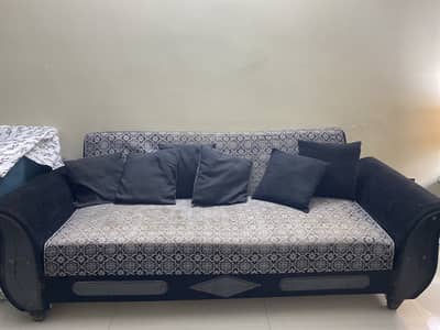 Sofa Cum Bed Black Used 3-Seater Sofa