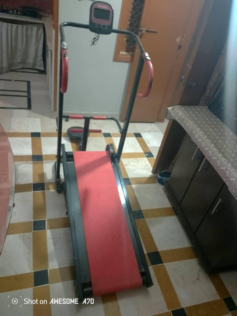 Manual Treadmill with Twister & Sit-Up Bench – Home Exercise Machine ...