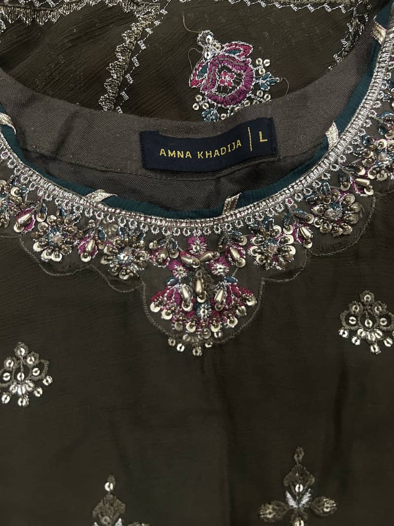 3 Piece. Amna Khadija Branded wedding wear dress - Formals - 1120907765