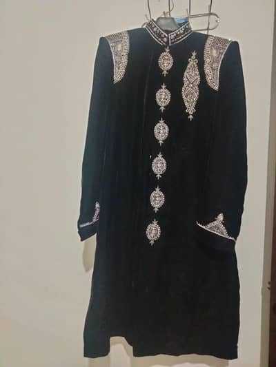 Royal Black Velvet Sherwani