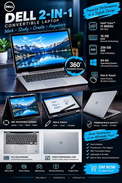 Dell latitude 7400-2 in 1 -i7-8th gen -16/256