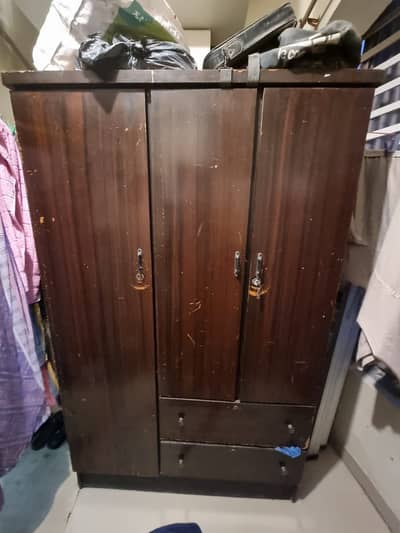 3 Doors Almari . Pure Wood Just need a little polish 10/10 condition