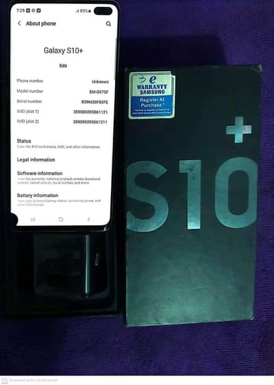 Samsung Mobile S10 Plus  Dual Physically Sim Official Approved  512 gb