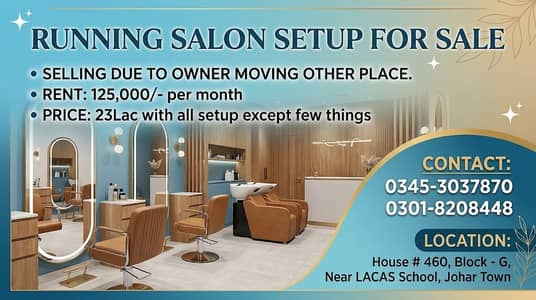 Running Salon Setup For Sale in Johar Town, Lahore