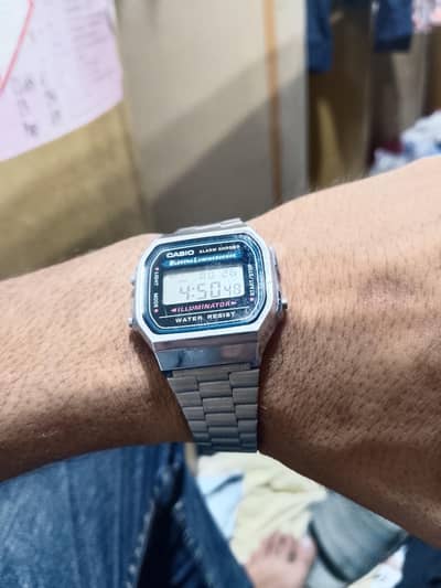 Casio Vintage A168 Digital Steel Strap Watch - Original Condition