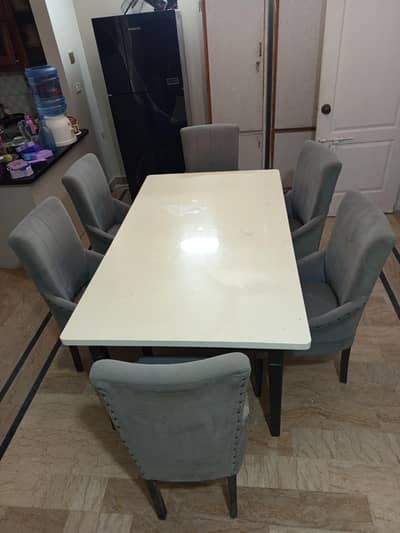 6 seater wooden dining table