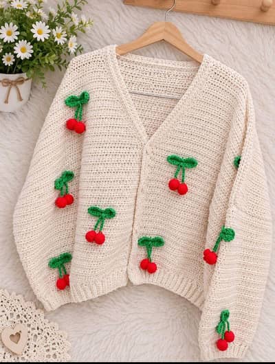 Beautiful handmade cherry cordigon