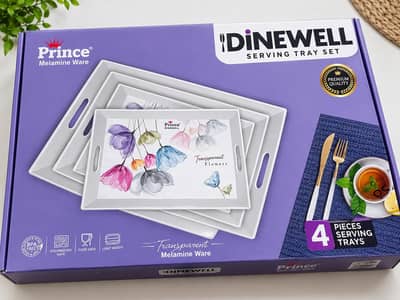 Title: Brand New Prince Dinewell Serving Tray Set – 4 Pieces